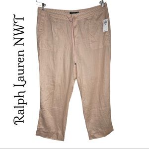 NWT Lauren Ralph Lauren Light Pink Linen Clam Diggers Size 18W